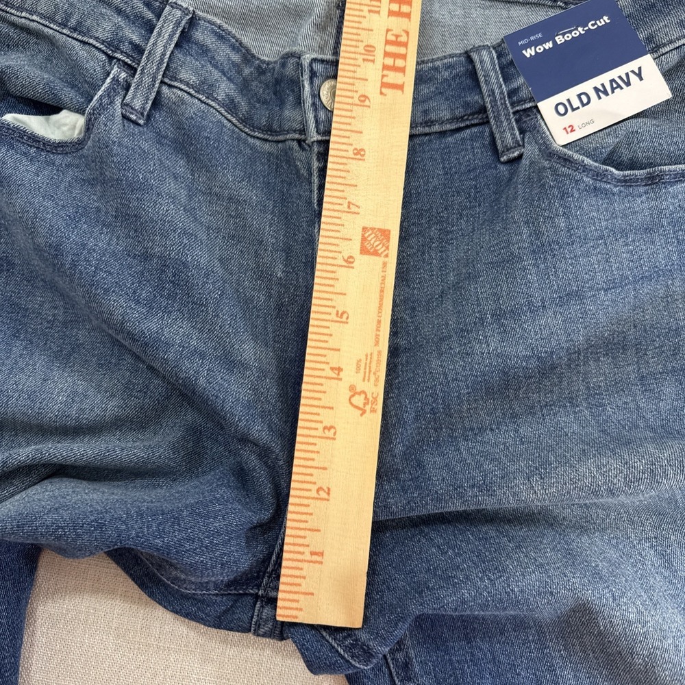 Old Navy Wow Bootcut Jeans Womens 12 Long Blue Mid Rise Stretch Denim Y2K - Picture 8 of 12
